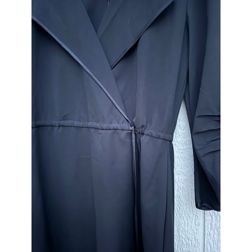 new ELIE TAHARI black silk stretch ruched sleeve faux wrap Tera cocktail dress - Picture 5 of 10